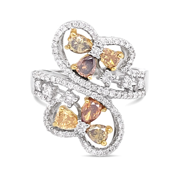 White/Yellow Gold Multi Fancy Color Diamond Fashion Ring