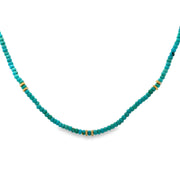 Just Jules Yellow Gold Turquoise Bead and Diamond Spacer Necklace
