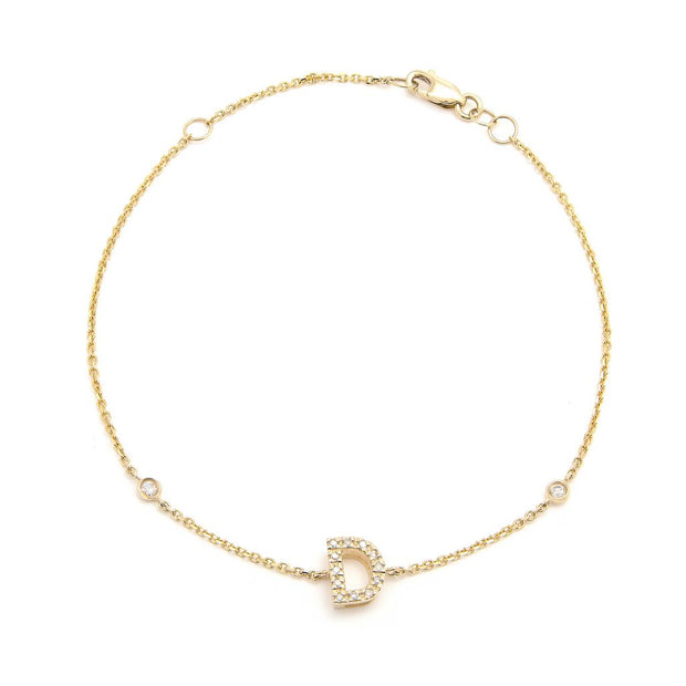 Yellow Gold Diamond Initial Bracelet