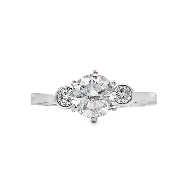 Platinum and White Gold Lab Gorwn Diamond Three Stone Engagement Ring