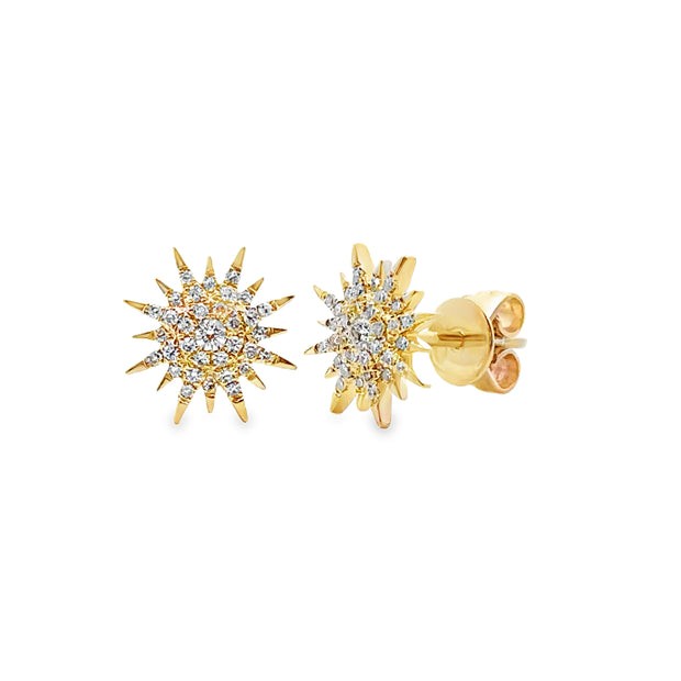 Yellow Gold Sunburst Stud Earrings