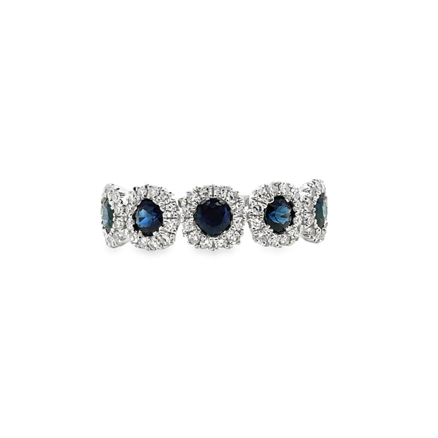 White Gold Five Stone Sapphire and Diamond Band
