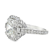 Lab Grown Platinum Asscher Cut Diamond Halo Engagement Ring