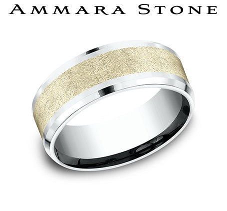 Benchmark White/Yellow Gold Men's Wedding Band