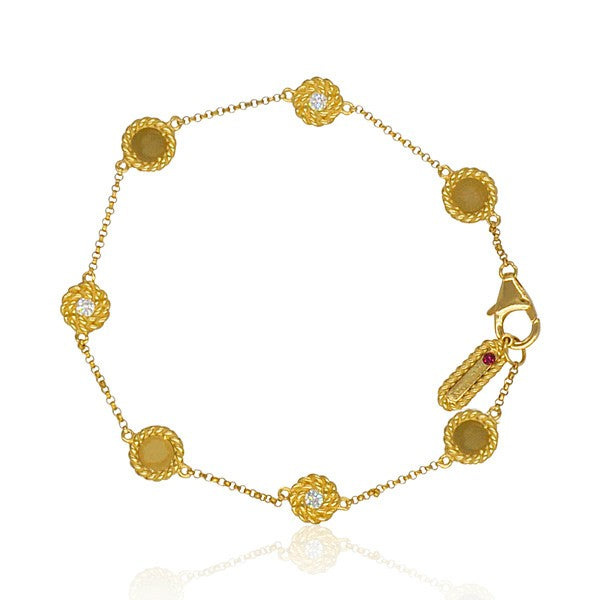 Roberto Coin Byzantine Barocco collection diamond bracelet in 18k yellow  gold  AHEE Jewelers
