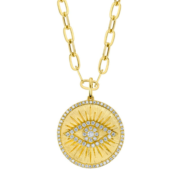 Shy Creation Yellow Gold "Evil Eye" Diamond Fashion Pendant