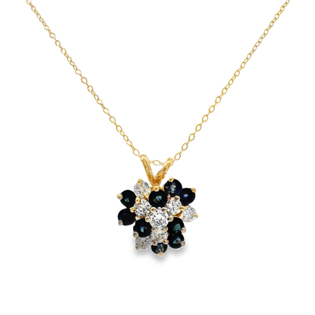 Yellow Gold Sapphire and Diamond Pendant