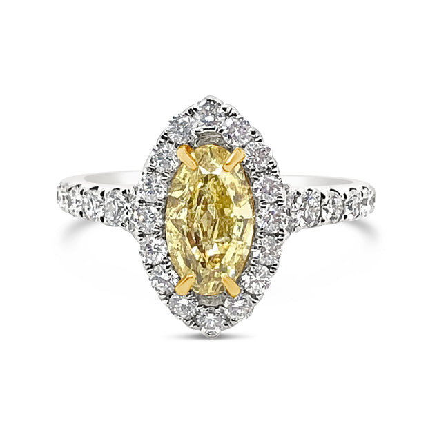 White/Yellow Gold Fancy Yellow Diamond Halo Ring