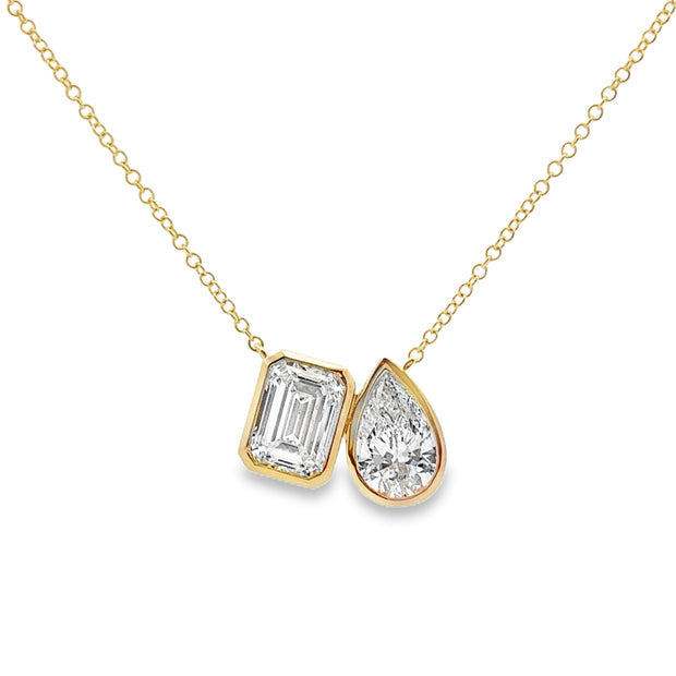 Lab Grown Yellow Gold Diamond Toi Et Moi Necklace