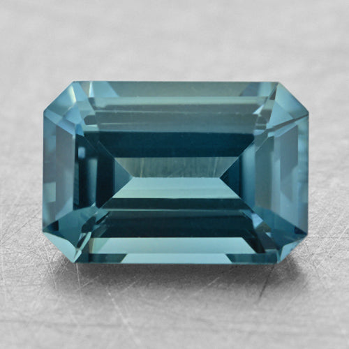 Loose Medium Dark Greenish-Blue Emerald Cut Sapphire