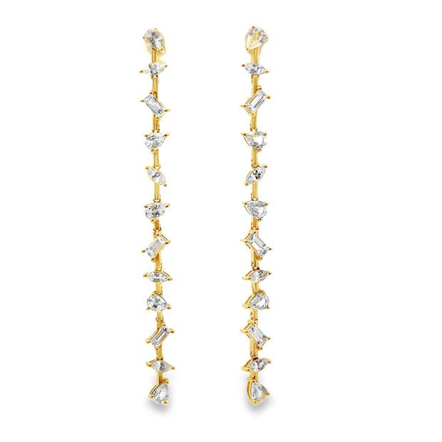 Yellow Gold Multi-Shape Diamond Dangle Earrings