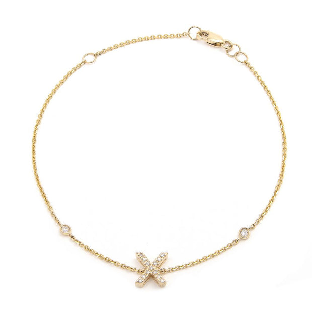 Yellow Gold Diamond Initial Bracelet