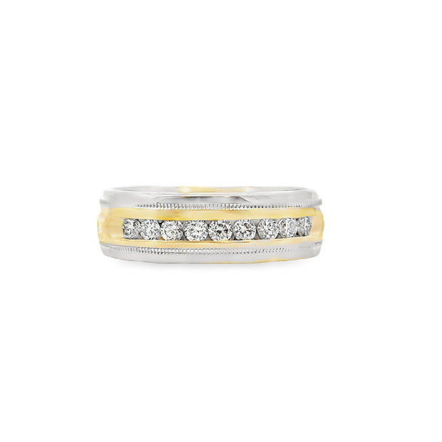 Yellow Gold Fancy Light Brown and White Diamond Men's Ring