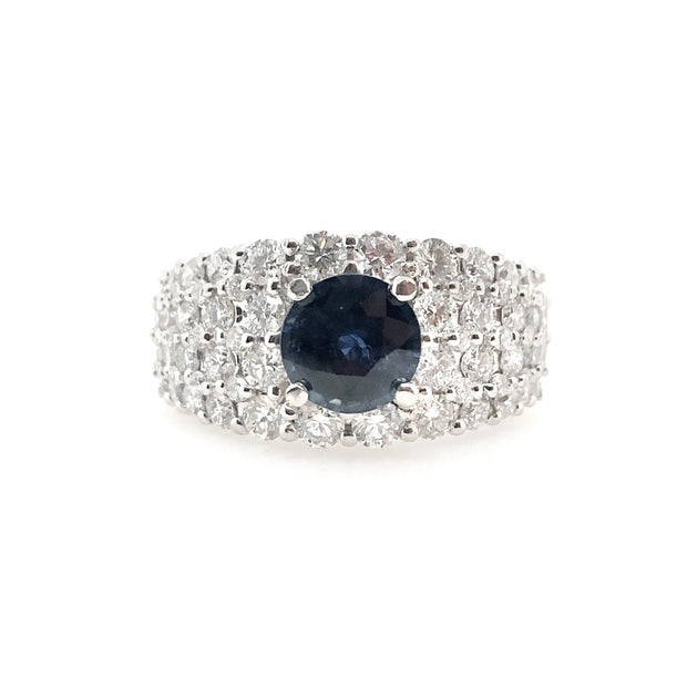 White Gold Sapphire and Diamond Ring