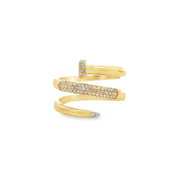 Yellow Gold Diamond Nail Fashion Ring