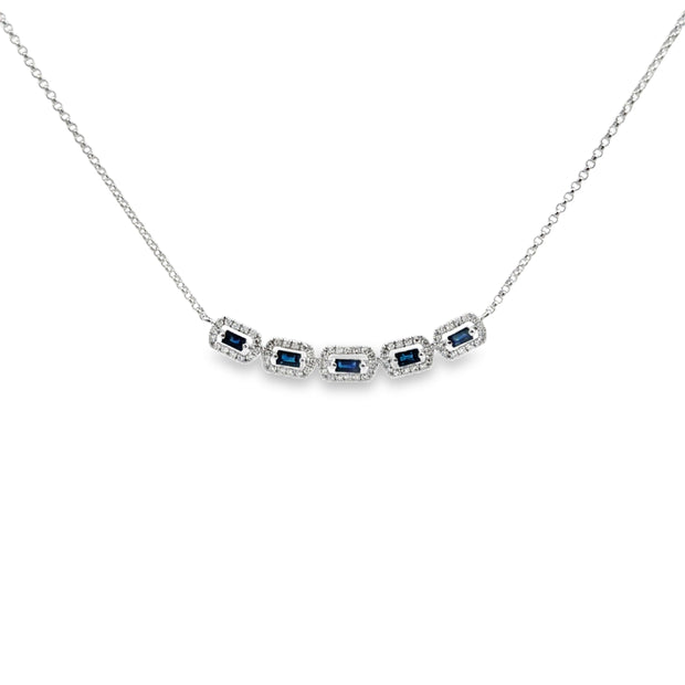 White Gold Sapphire and Diamond Necklace