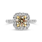 White/Yellow Gold Fancy Color Diamond Halo Ring