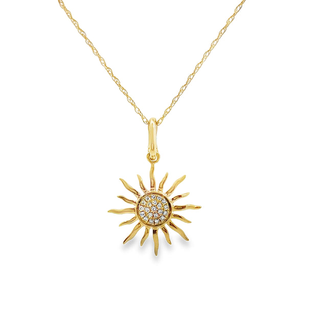 Yellow Gold Diamond Sunburst Fashion Pendant