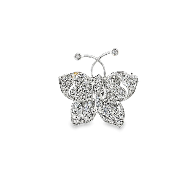 White Gold Diamond Butterfly Brooch