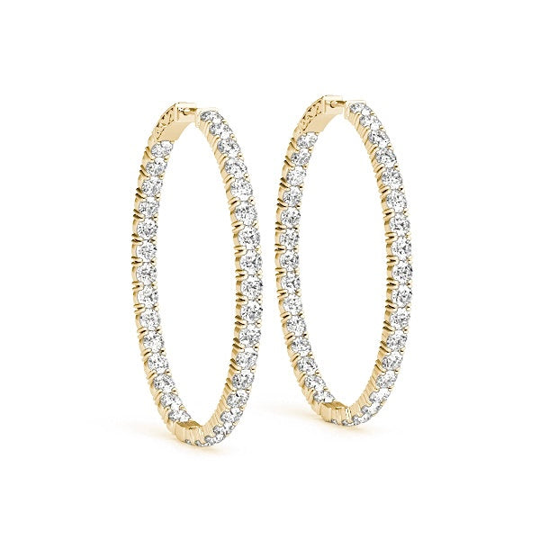 Forevermark Yellow Gold Inside Outside Diamond Hoop Earrings