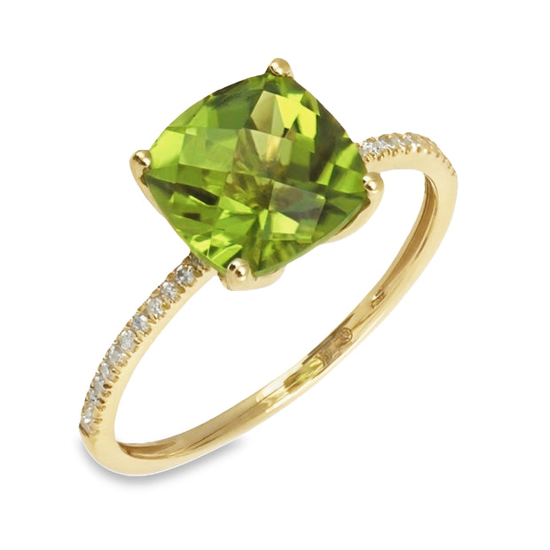 Yellow Gold Peridot and Diamond Fashion Ring