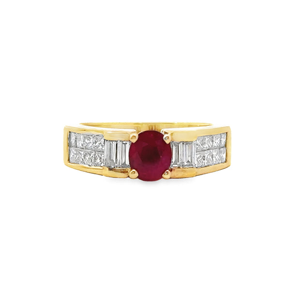 Yellow Gold Ruby and Diamond Fashion Ring