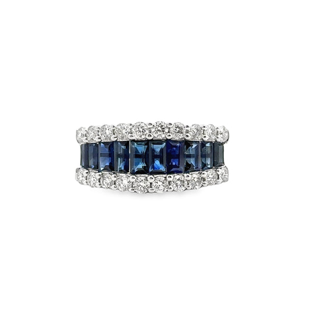 White Gold Sapphire and Diamond Band
