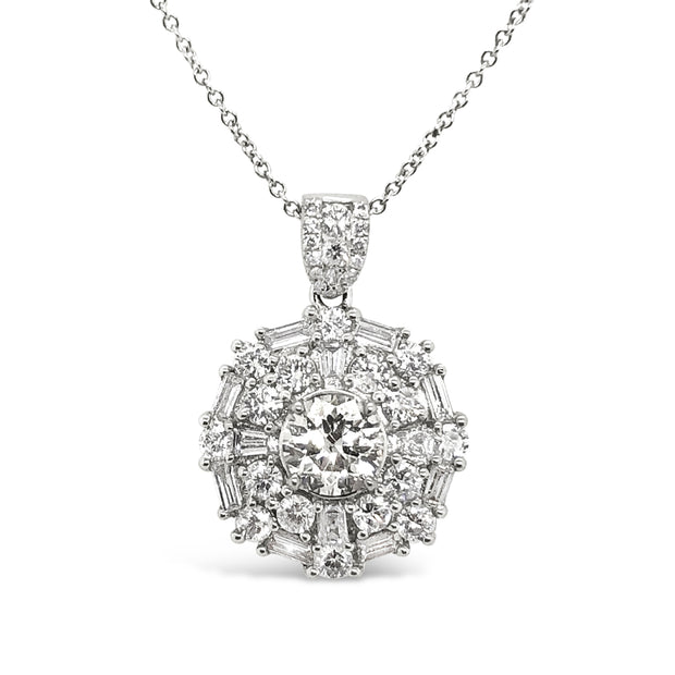 White Gold Diamond Halo Pendant