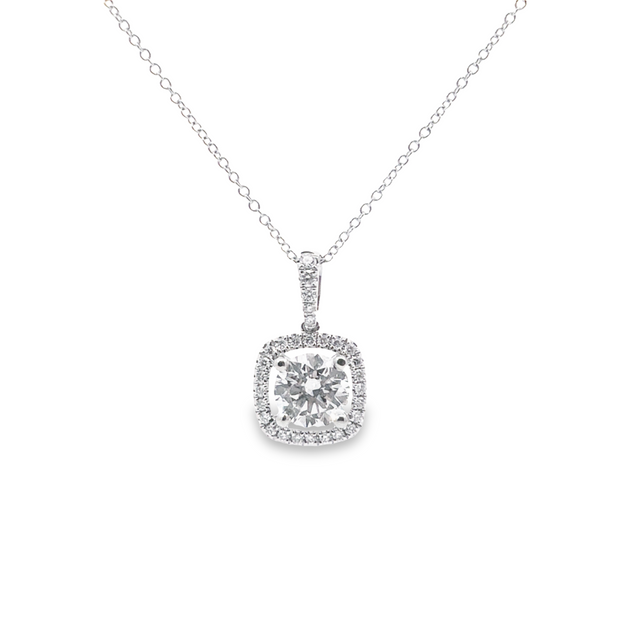 Lab Grown White Gold Diamond Halo Pendant