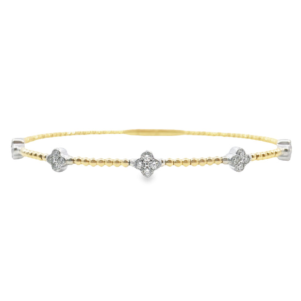 Yellow and White Gold Diamond Bangle Bracelet