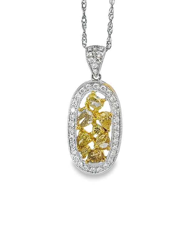 White/Yellow Gold Fancy Color Diamond Pendant