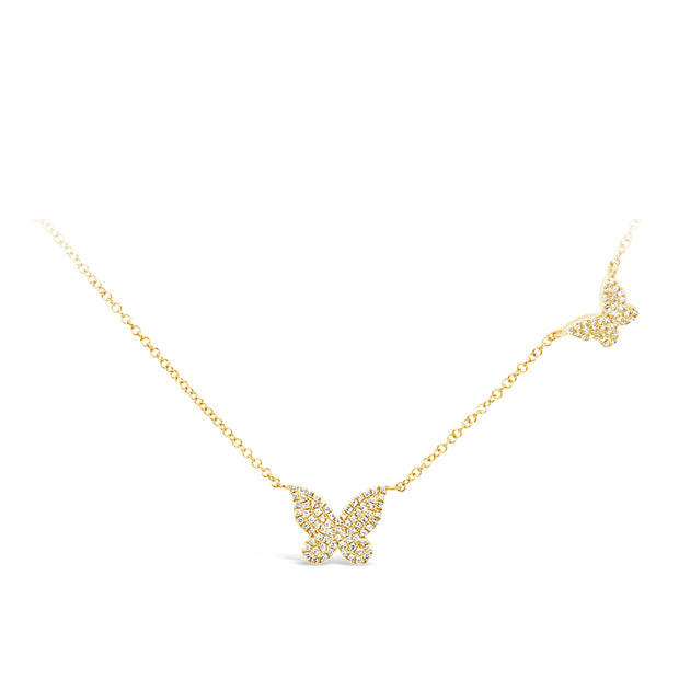 Yellow Gold Diamond Butterfly Necklace