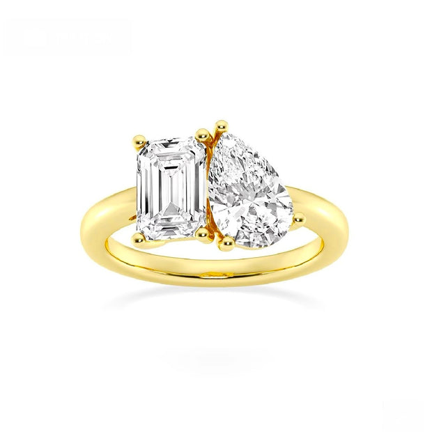 Lab Grown Yellow Gold Toi Et Moi Diamond Ring