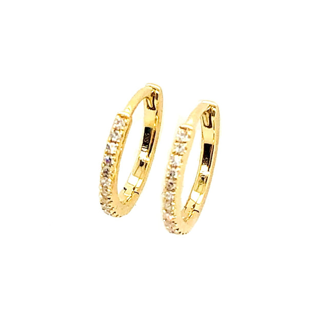 Yellow Gold Diamond Huggie Earrings