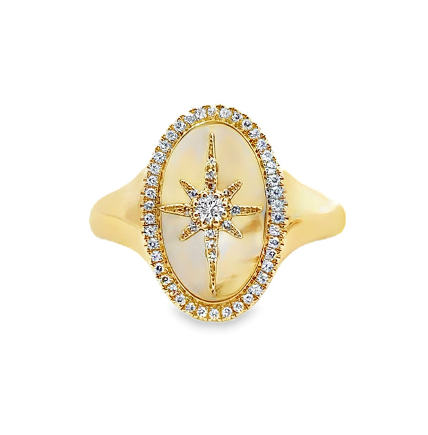 Shy Creation Yellow Gold Diamond North Star Ring