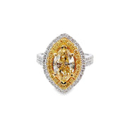 White/Yellow Gold Fancy Yellow Diamond Halo Ring