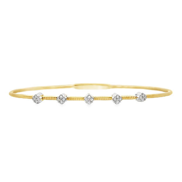Yellow and White Gold Diamond Bangle Bracelet