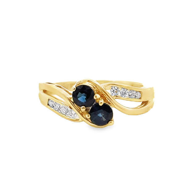 Yellow Gold Sapphire and Diamond Fashion Ring