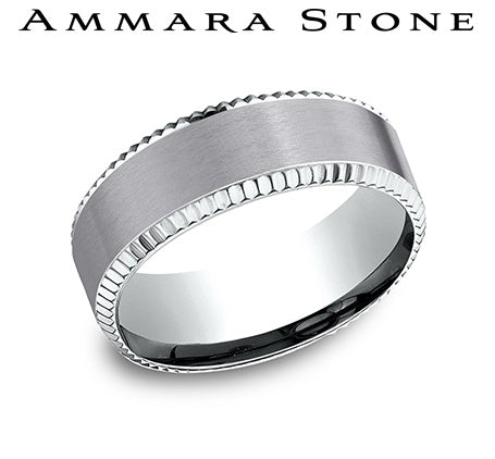 Benchmark Grey Tantalum/White Gold Men's Wedding Band