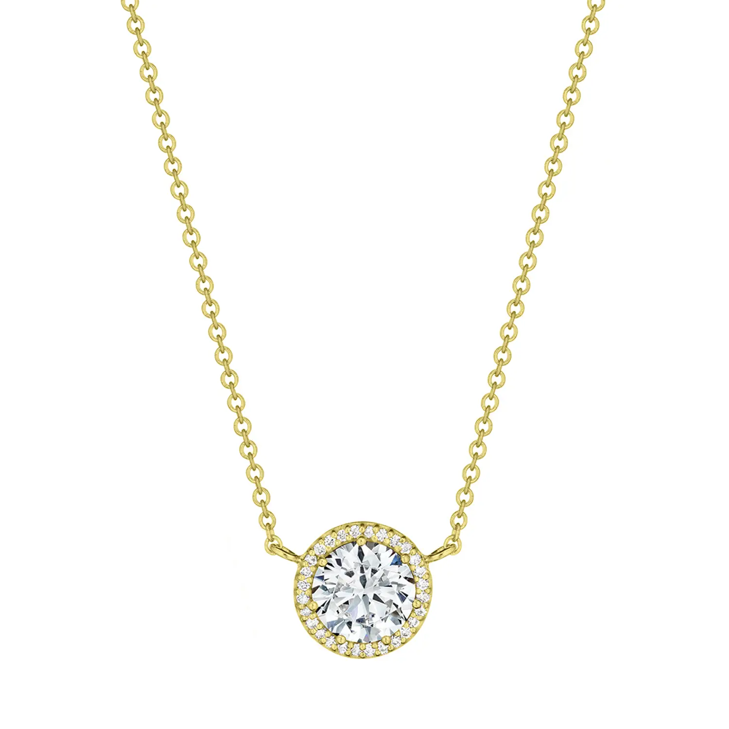 Lab Grown Yellow Gold Diamond Halo Tacori Necklace