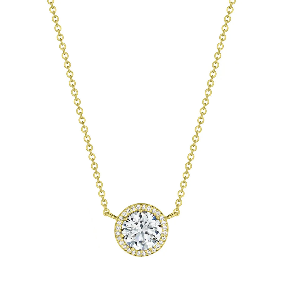 Lab Grown Yellow Gold Diamond Halo Tacori Necklace
