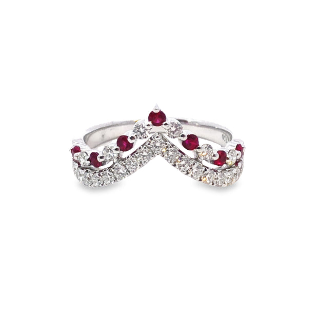 White Gold Ruby and Diamond Fashion Band