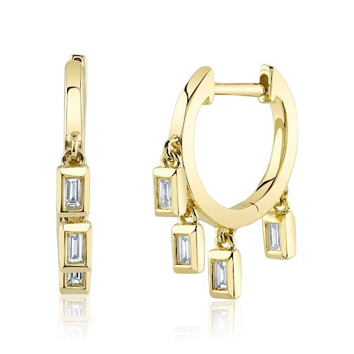 Shy Creation Yellow Gold Diamond Huggie Earrings