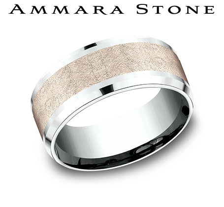 Benchmark White/Rose Gold Men's Wedding Band