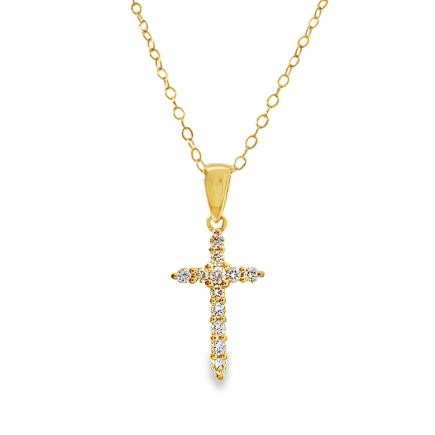 Yellow Gold Diamond Cross Pendant