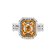 White/Yellow Gold Fancy Yellow Diamond Halo Ring