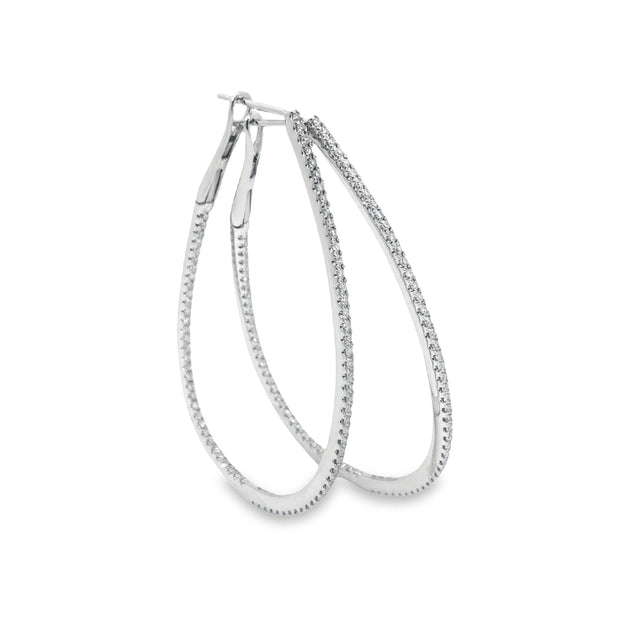 White Gold Inside Outside Diamond Hoop Earrings