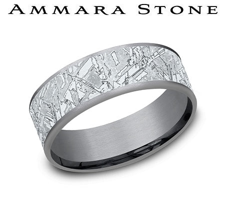 Benchmark Grey Tantalum/White Gold Men's Wedding Band