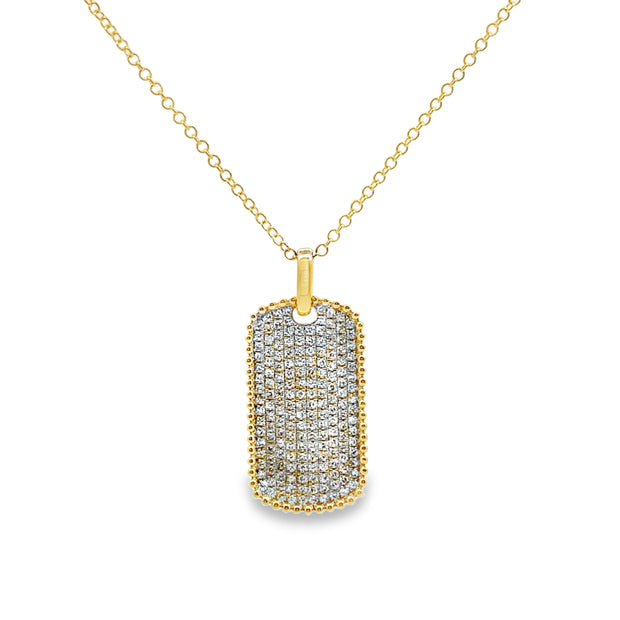 Yellow Gold Diamond Dog Tag Pendant