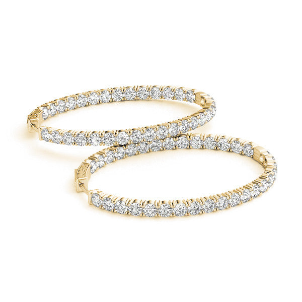 Forevermark Yellow Gold Inside Outside Diamond Hoop Earrings